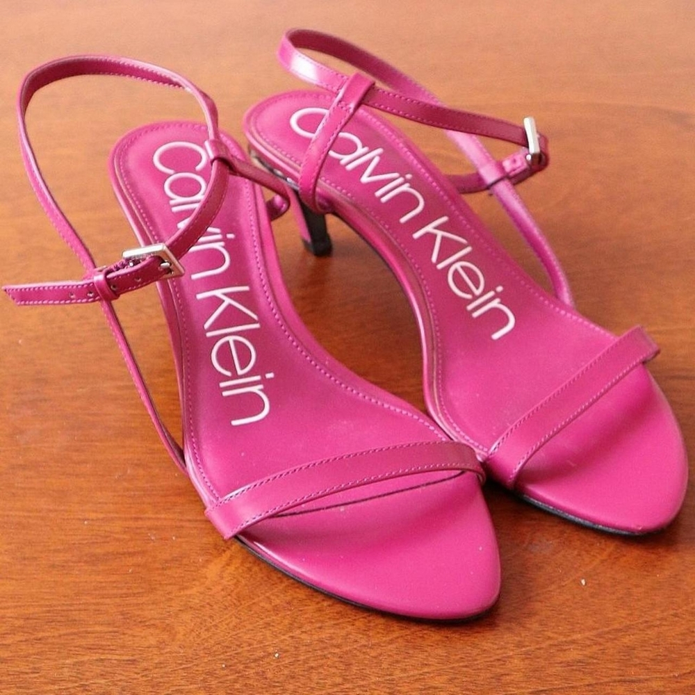 Pink strappy sandals from Calvin Klein